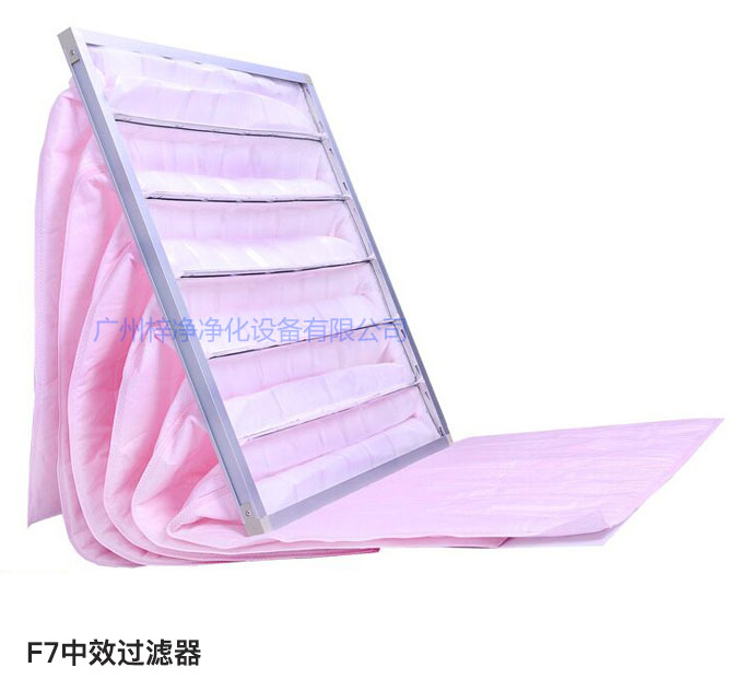 F7級袋式中效過濾器常用于凈化空調(diào)中級過濾。